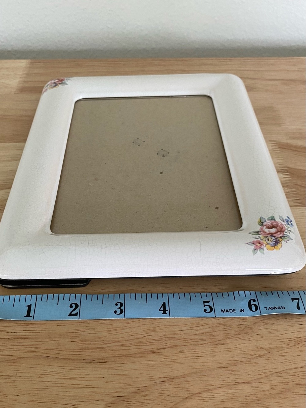 Vintage Victorian Ceramic Picture Frame Pink Floral Ivory Cottagecore Decor - Picture 7 of 11
